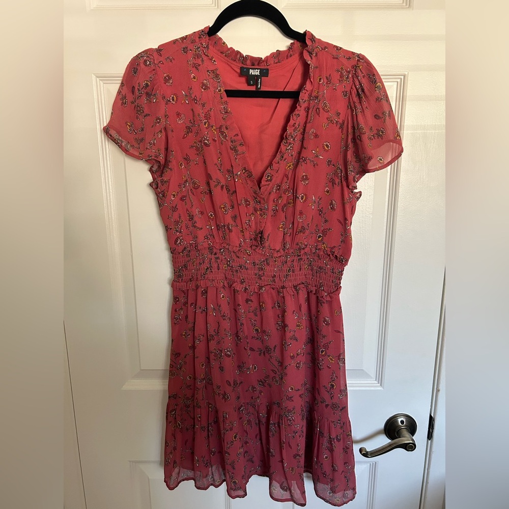 PAIGE Women's Red Floral Midi Dress